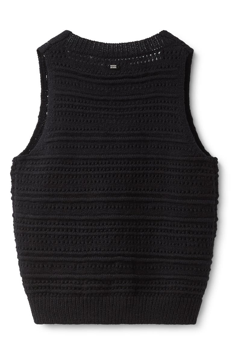 Scotch & Soda Open Knit Vest, Alternate, color, Black