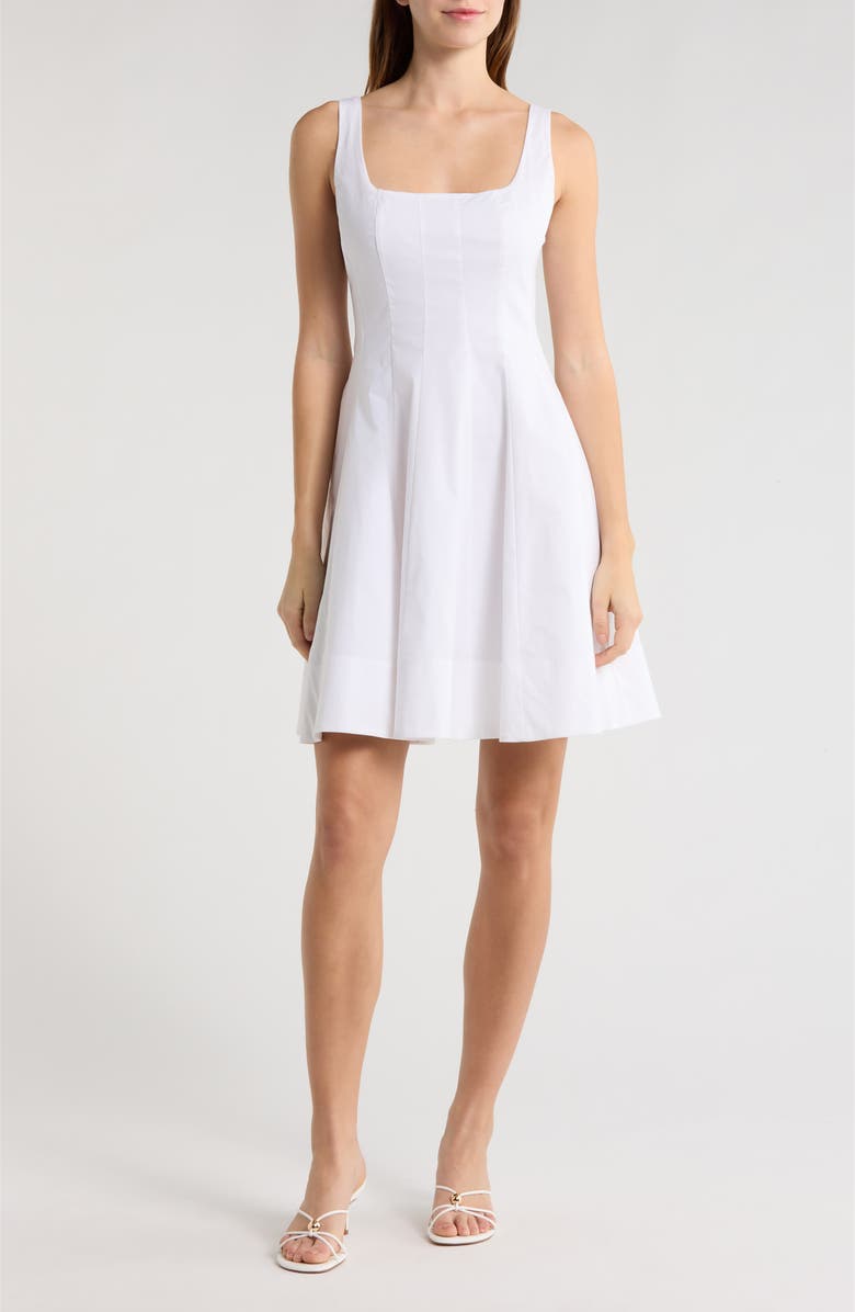 STAUD Wells Stretch Cotton Minidress, Main, color, White