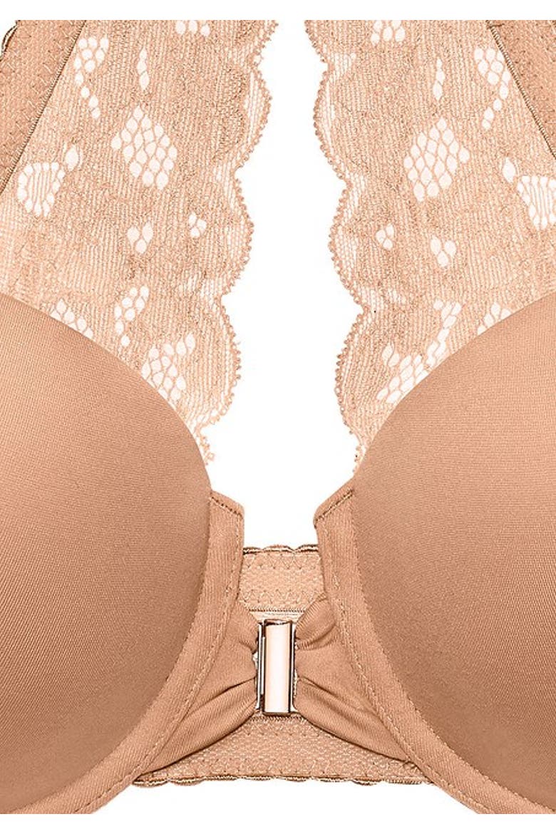 Women's Front Clasp T-Shirt Bra, Alternate, color, Beige