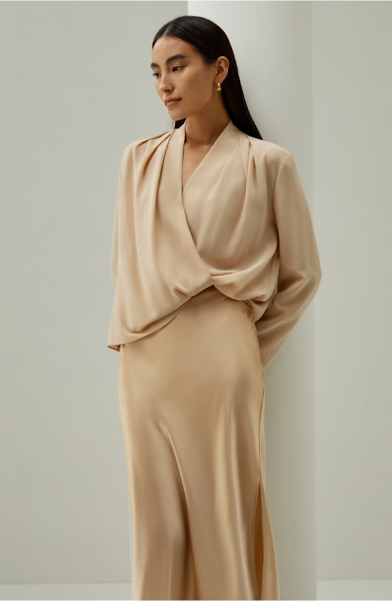 Lilysilk Women's Silk Crêpe de Chine Long Sleeve Blouse, Alternate, color, Pale Gold