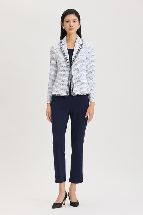 Heritage Eyelash Trim Lapel Collar Knit Jacket
