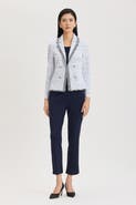 Ming Wang Heritage Eyelash Trim Lapel Collar Knit Jacket