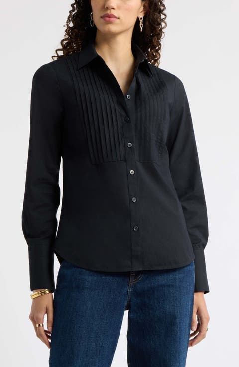 Pintuck Poplin Tuxedo Shirt