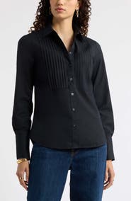 Nordstrom Pintuck Poplin Tuxedo Shirt