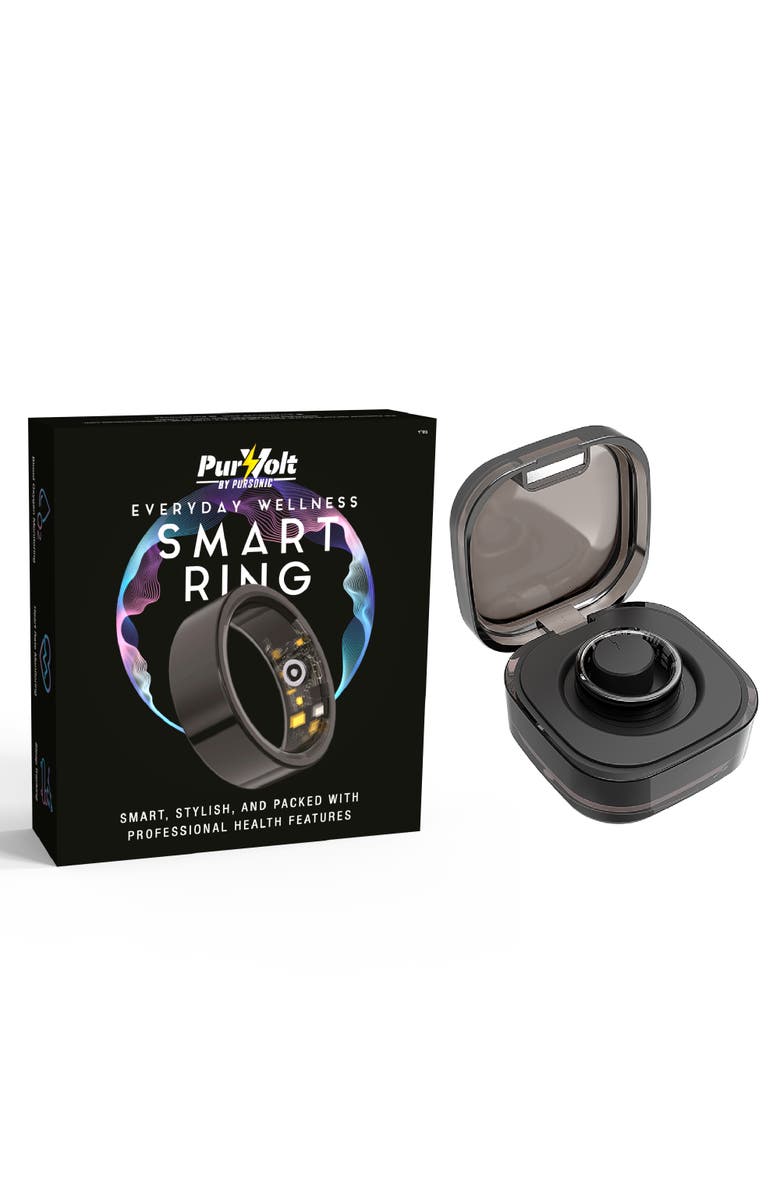 PURSONIC Everyday Wellness Smart Ring - Sleek Health & Sleep Tracker with Magnetic Charging Base, Main, color, Black