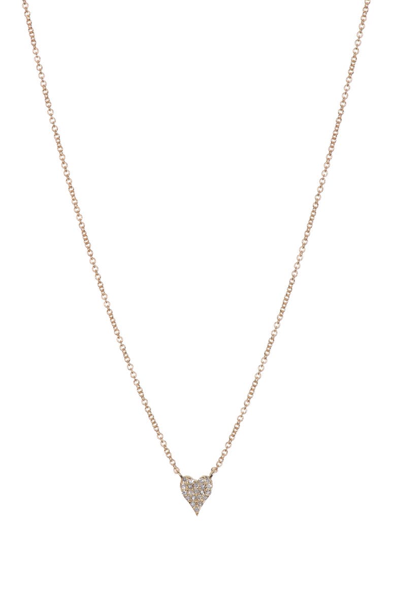 14K Gold Pave Diamond Heart Pendant Necklace - 0.05 ctw, Main, color, YELLOW GOLD/ DIAMOND