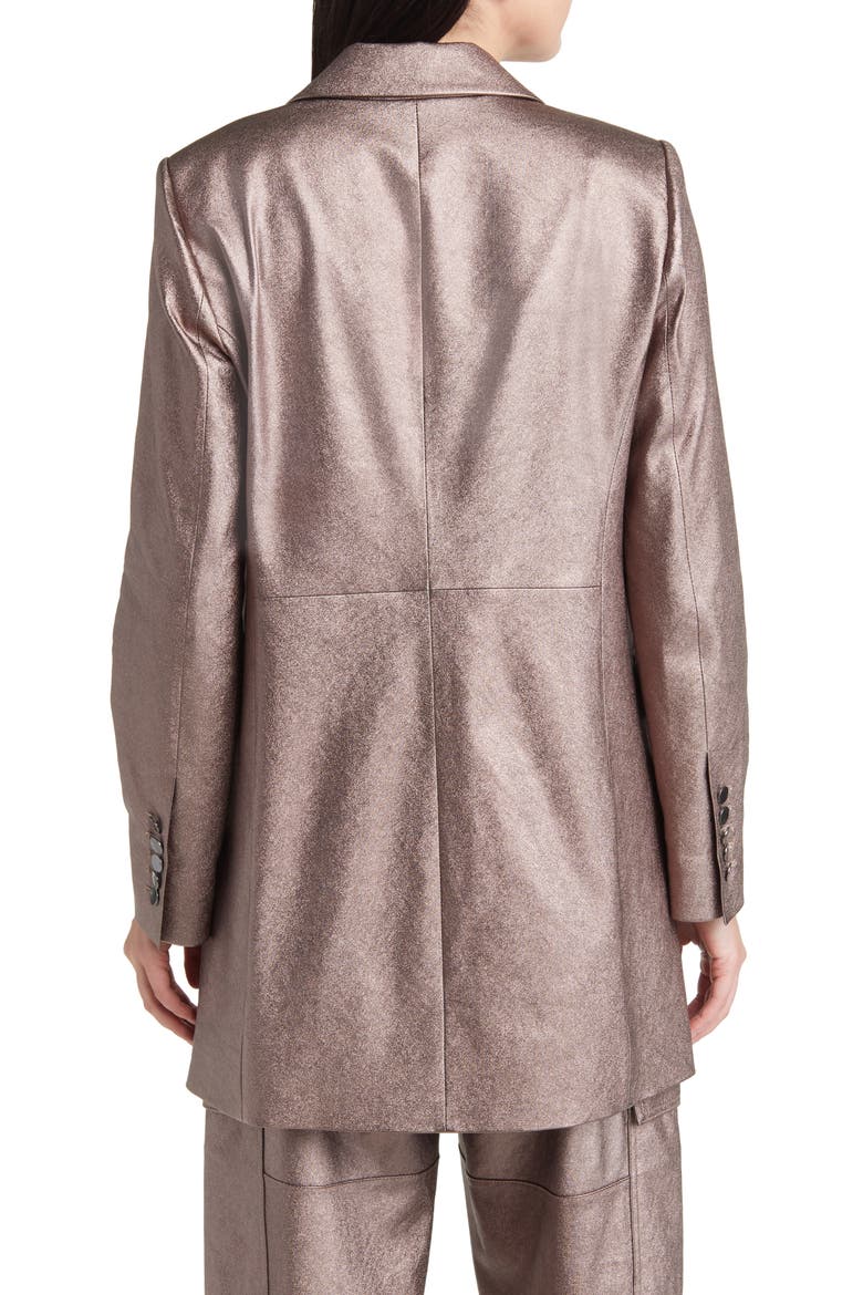 Metallic Longlinge Faux Leather Blazer, Alternate, color, METALLIC