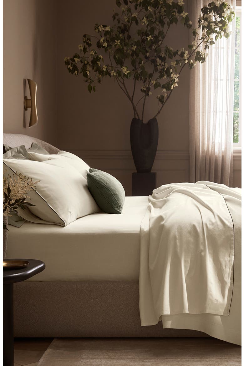 Signature Piped Edge Sheet Set, Alternate, color, CREAM/ OLIVINE