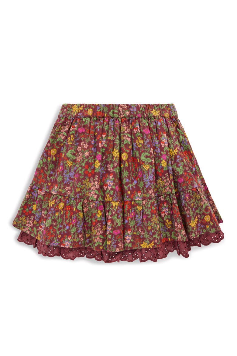 Kids' Floral Print Woven Skirt, Alternate, color, CHESTNUT FLOWER MEADOW