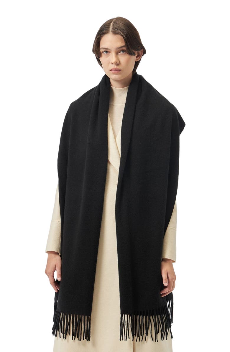 GOBI Mongolian Cashmere Oversized Cashmere Woven Scarf, Alternate, color, Black