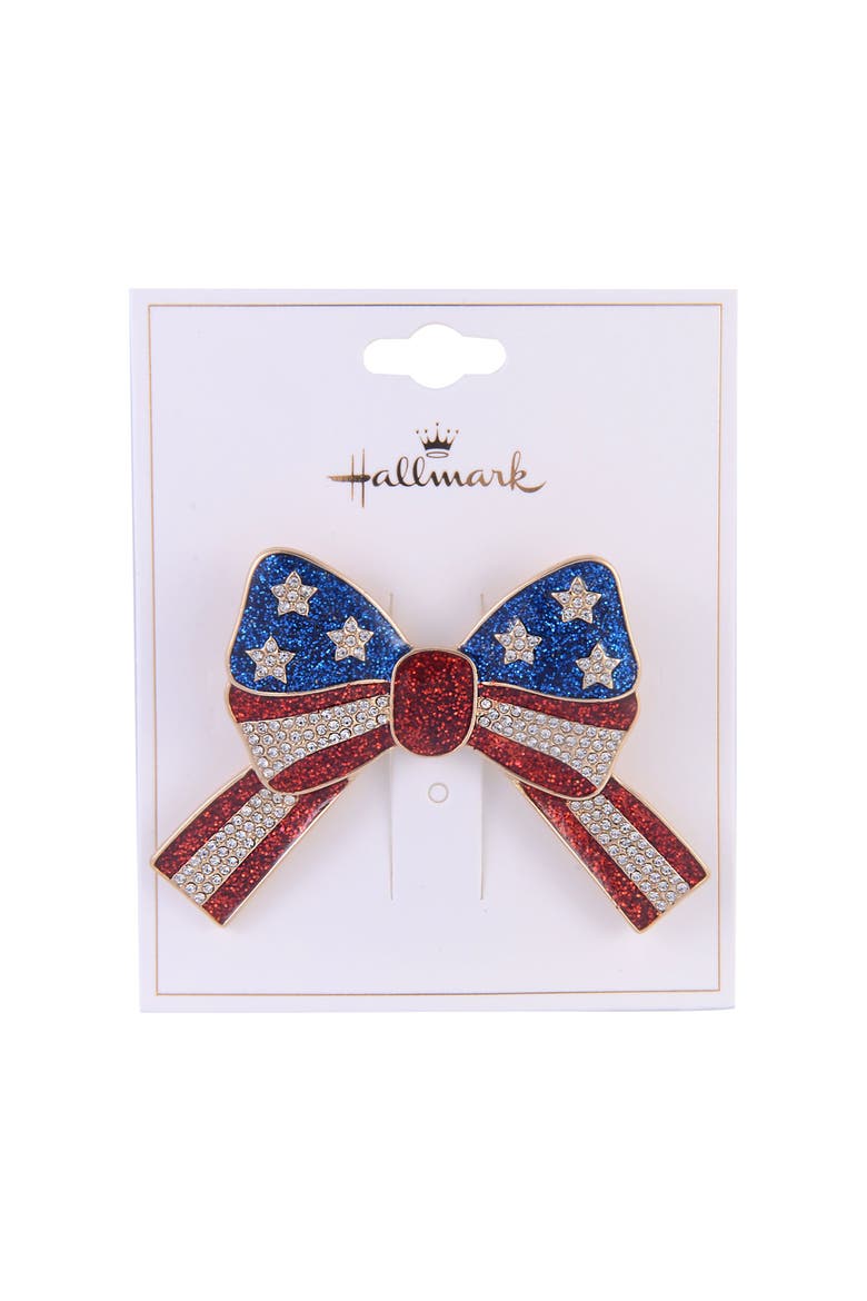 American Flag Bow Pin, Alternate, color, Red