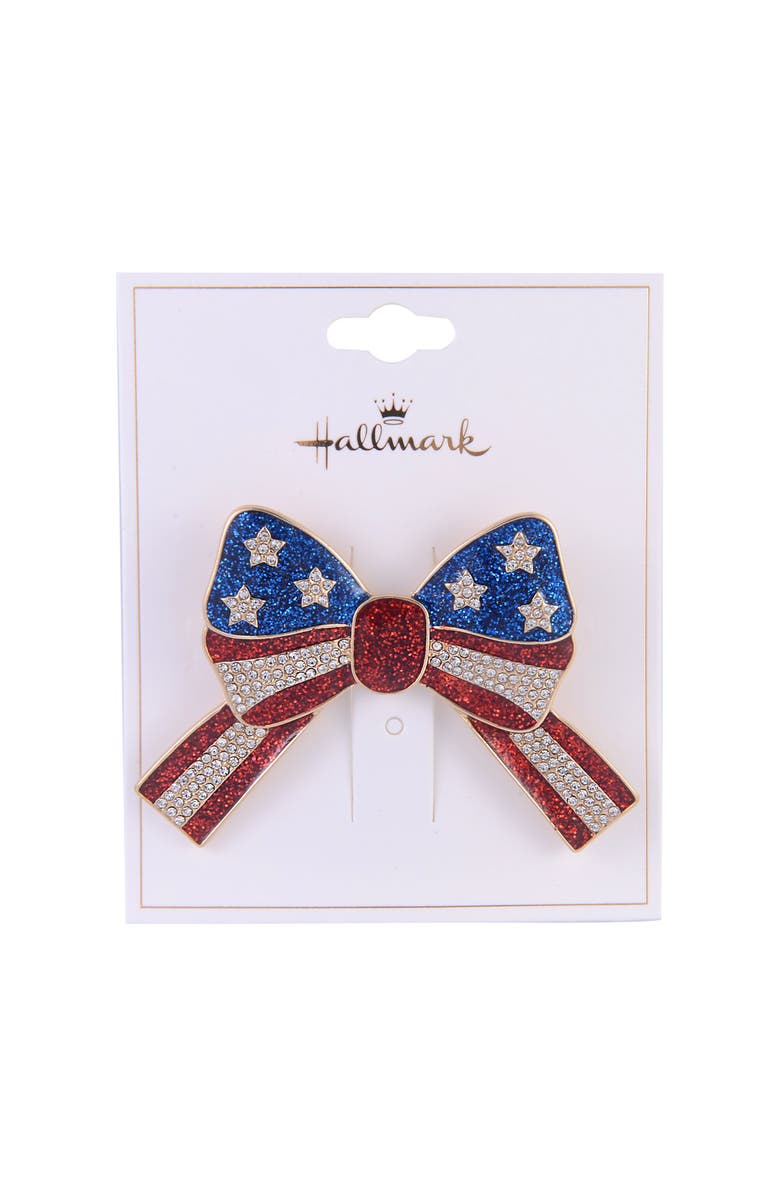 Hallmark American Flag Bow Pin, Alternate, color, Red