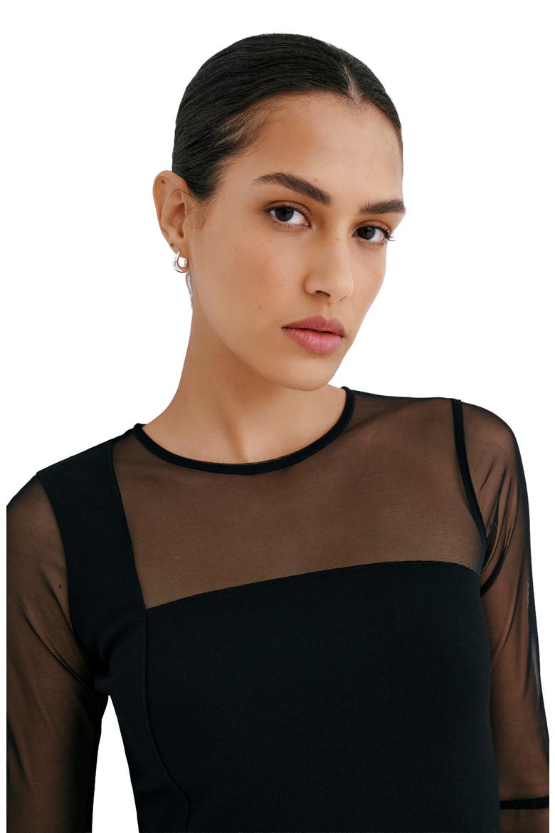 Soraya Mixed Media Top, Alternate, color, BLACK