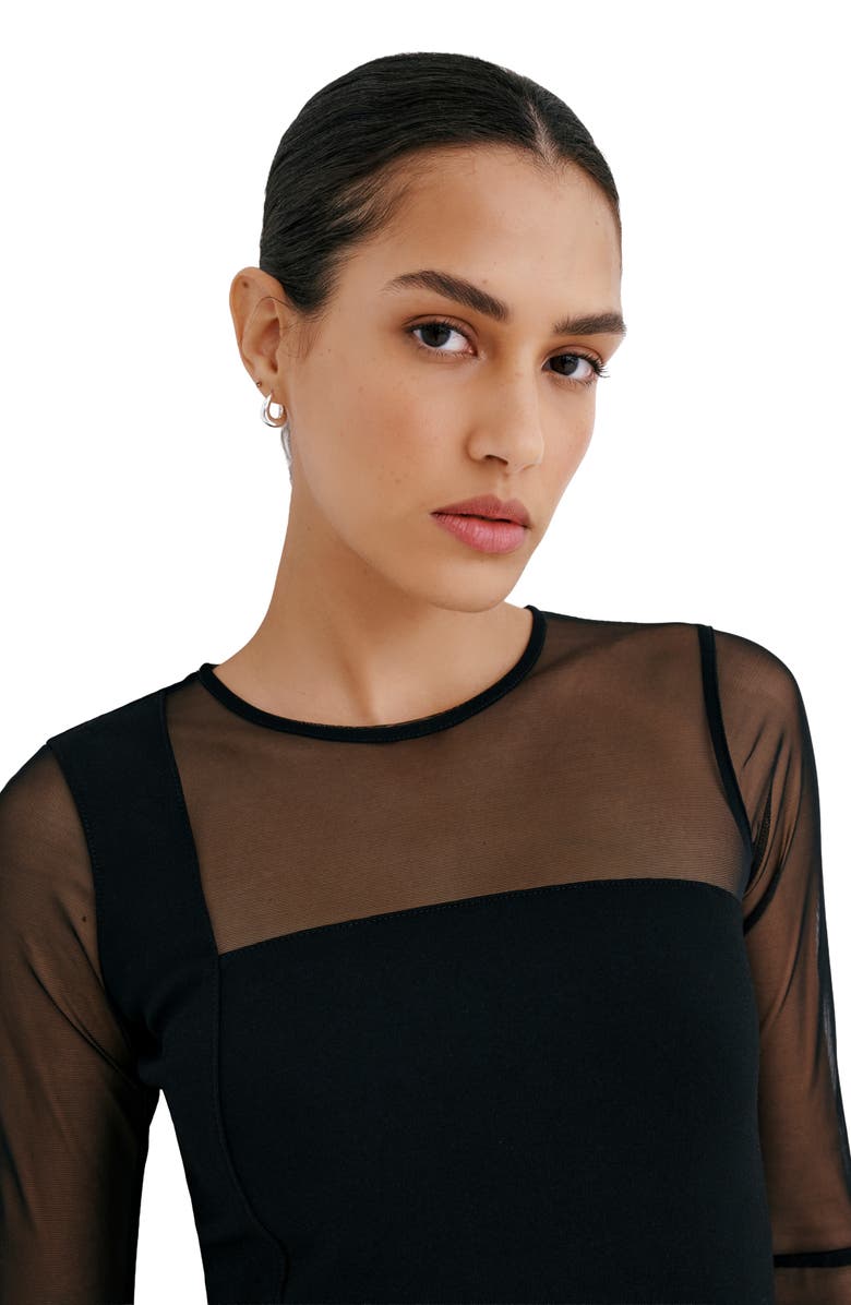Marcella Soraya Mixed Media Top, Alternate, color, Black