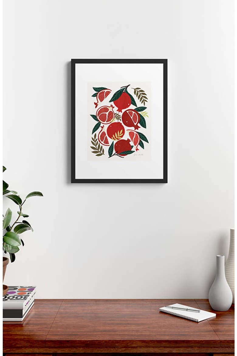 Pomegranates Pattern Framed Art Print, Alternate, color, GREEN