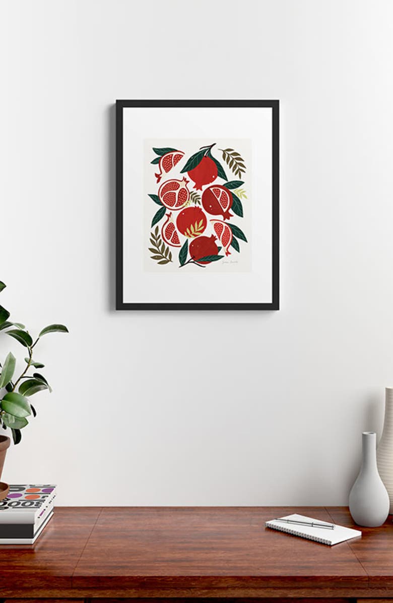 Deny Designs Pomegranates Pattern Framed Art Print, Alternate, color, Green