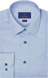 David Donahue Slim Fit Microcheck Cotton Stretch Twill Dress Shirt