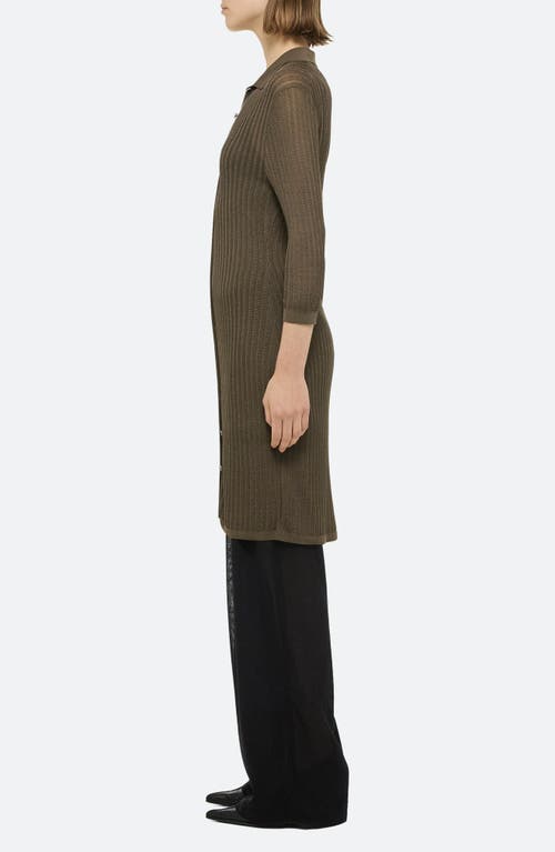 Helmut Lang Longline Pointelle Dress In Cognac