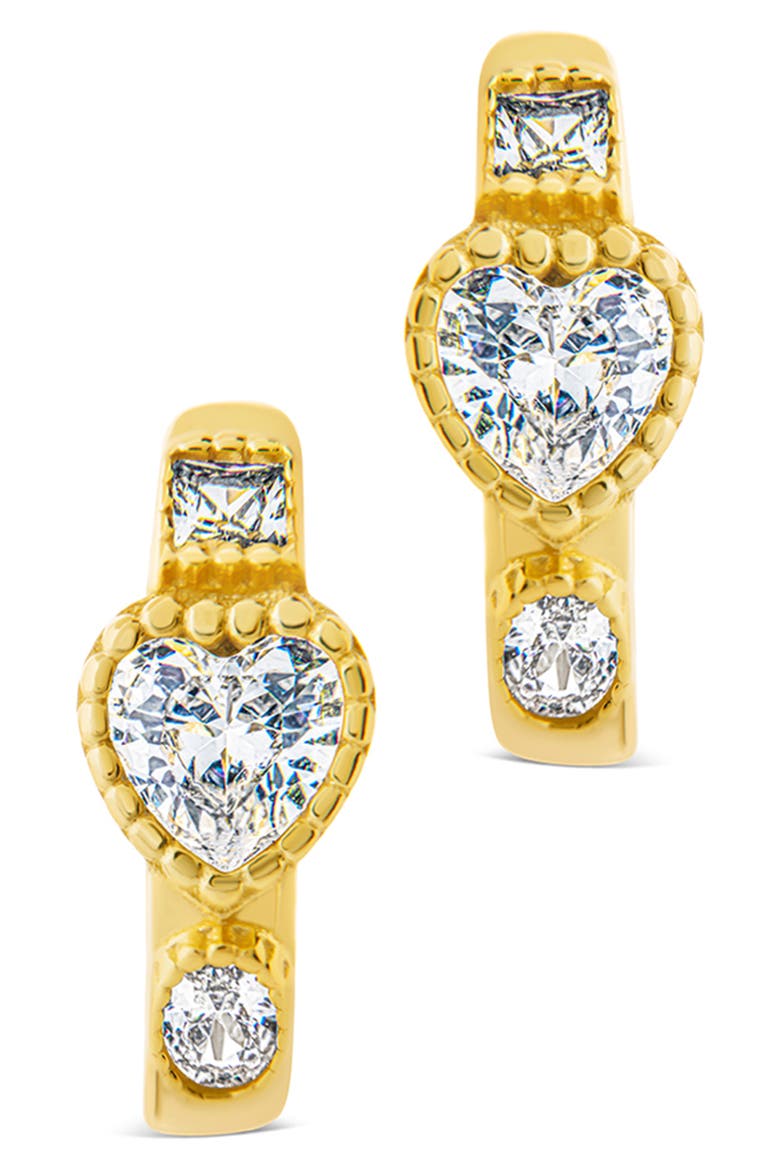 Inez Dainty Cubic Zirconia Heart Micro Hoop Earrings, Alternate, color, GOLD