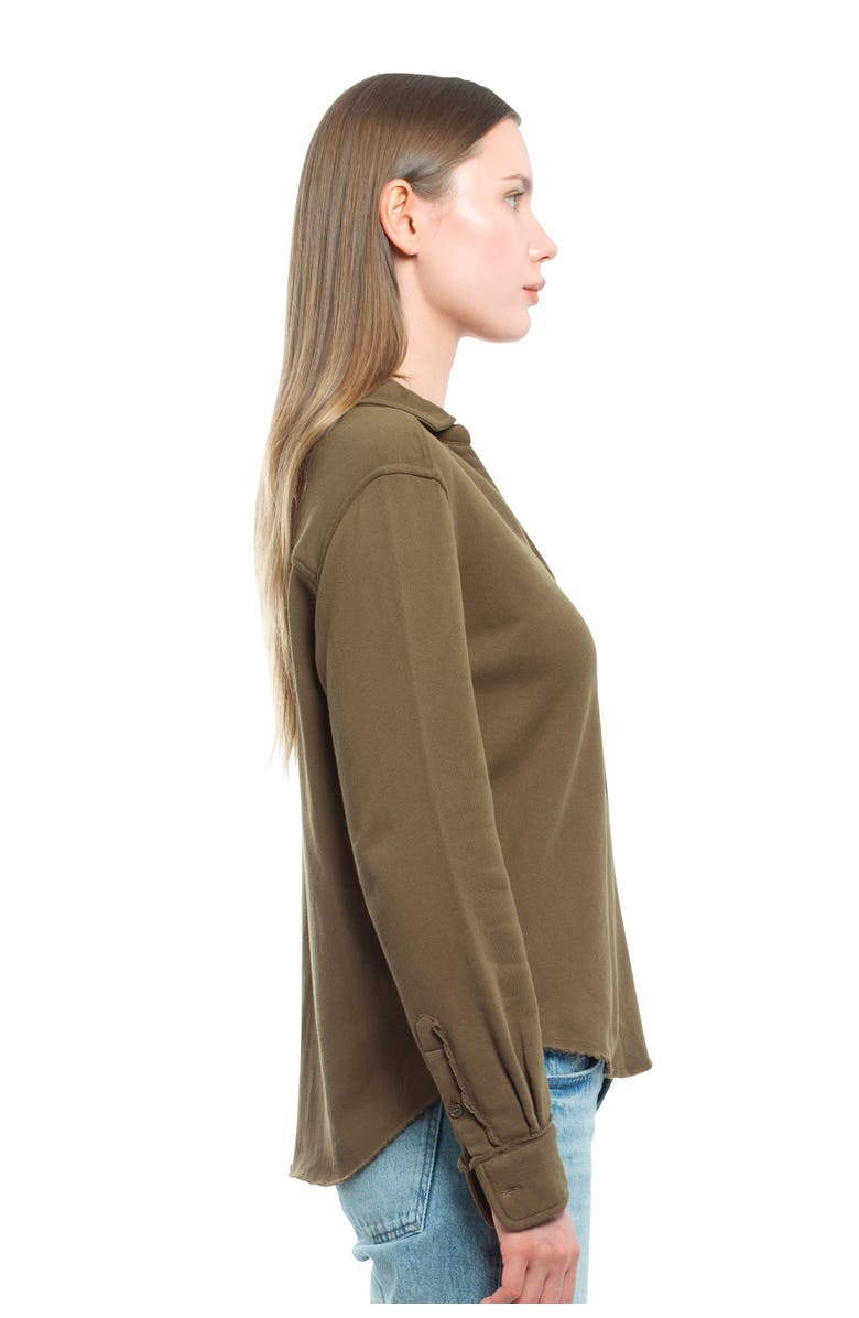 WILT Clothing Button Front Sweatshirt, Alternate, color, Dark Olive