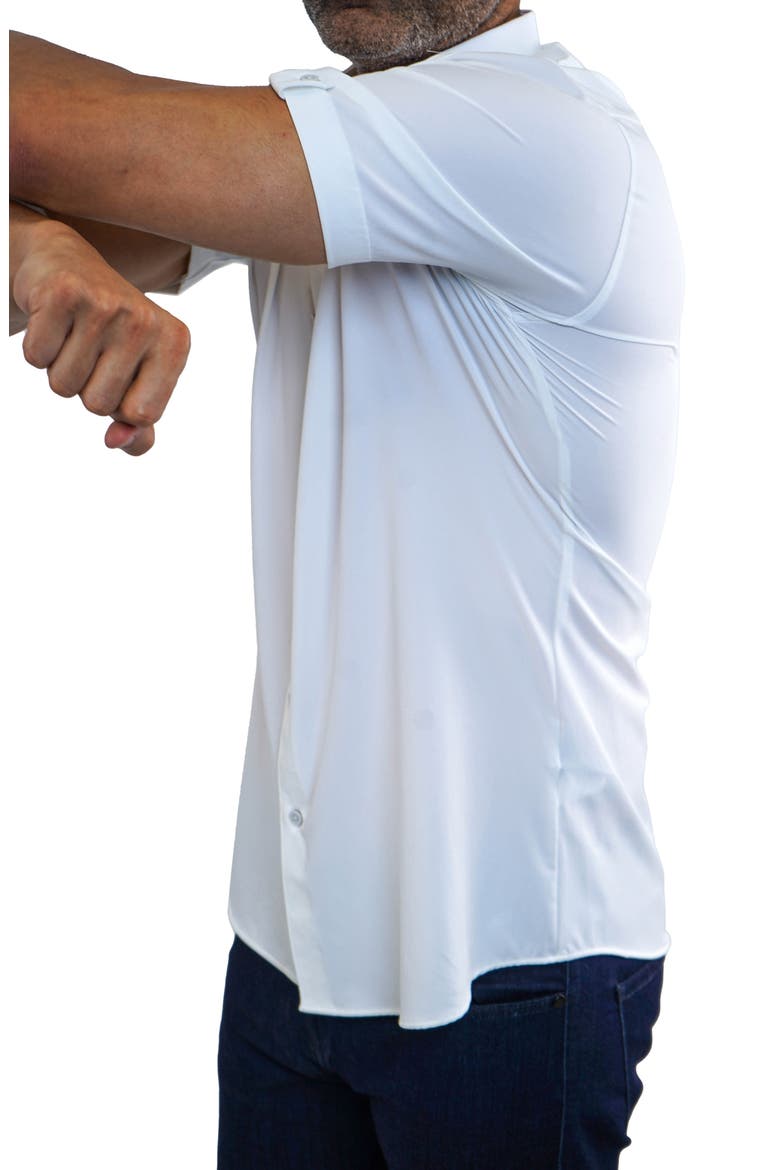 Galileo Stretchcore Short Sleeve Performance Button-Up Shirt, Alternate, color, WHITE