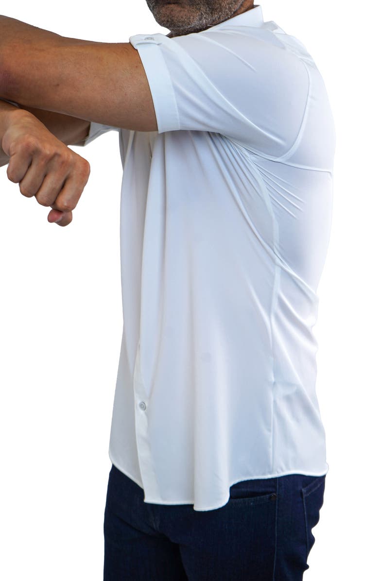 Maceoo Galileo Stretchcore Short Sleeve Performance Button-Up Shirt, Alternate, color, White