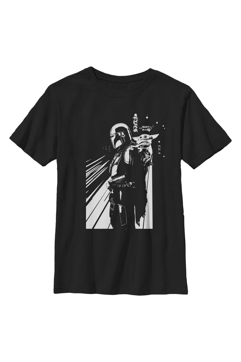 Boy's Star Wars The Mandalorian and Grogu Cutest Duo Sketch  Graphic T-Shirt, Main, color, Black
