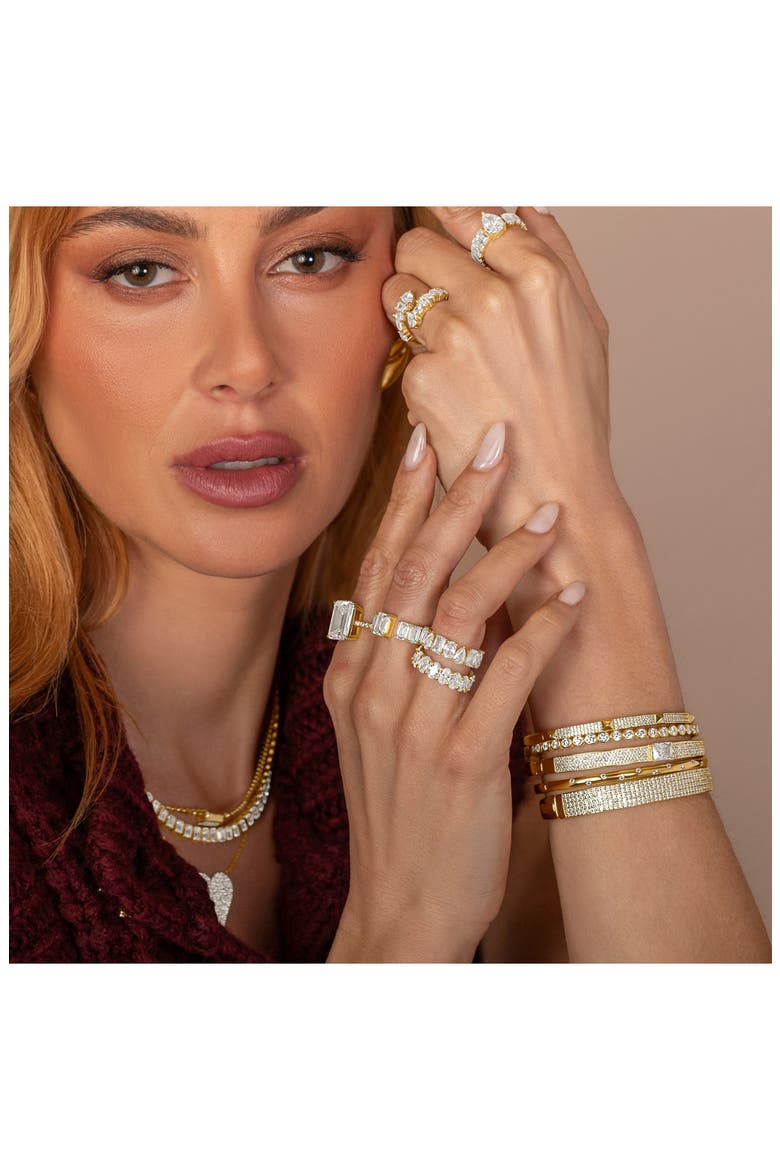 Pavé Center Stone Bangle, Alternate, color, CLEAR