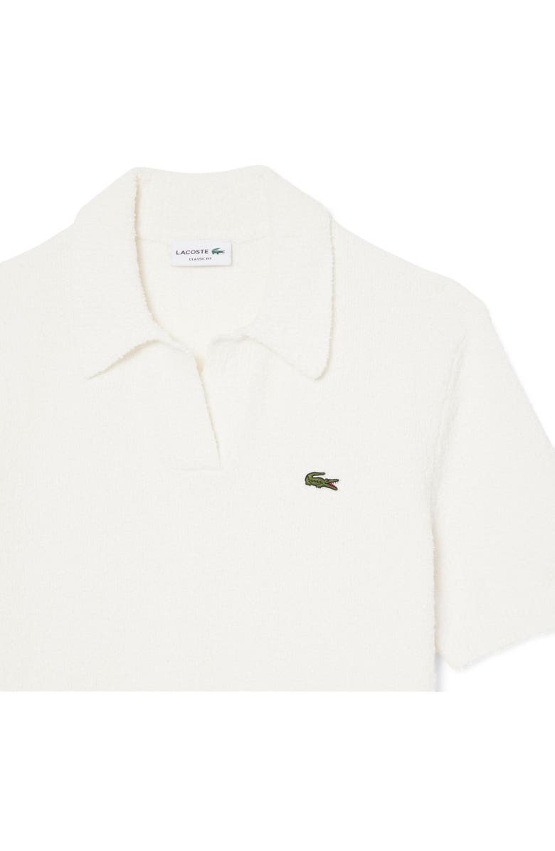 Lacoste Johnny Collar Cotton Blend Bouclé Knit Polo Sweater, Alternate, color, Flour