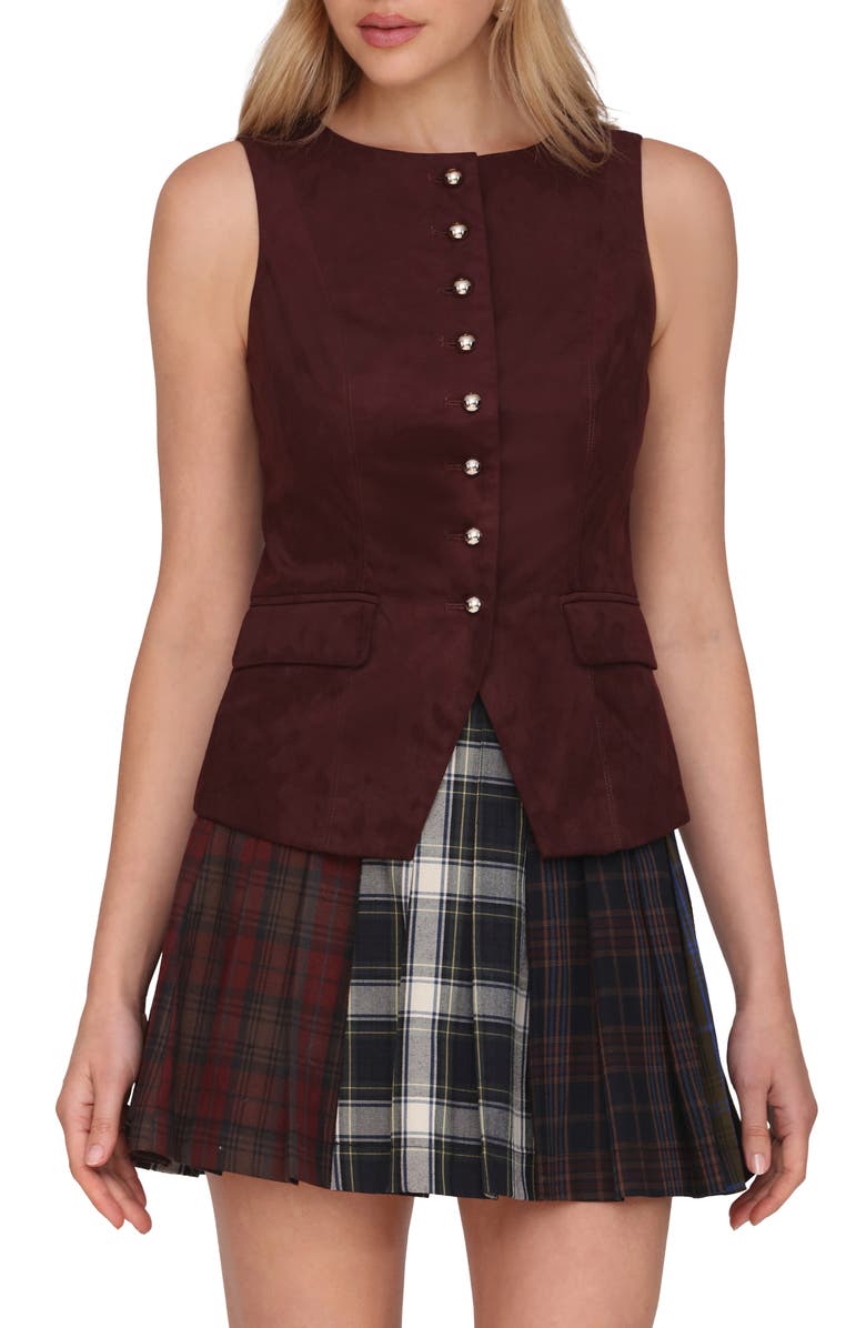 Avec Les Filles Faux Suede Vest, Main, color, Maroon