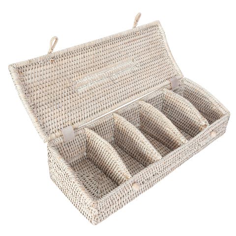 Artifacts Rattan 5 Section Tea Box with Lid