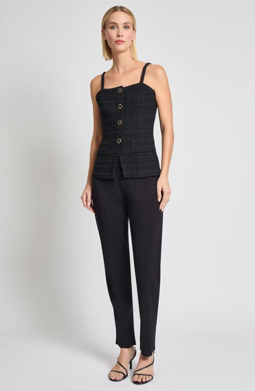 Misook Tonal Plaid Knit Tank In Black