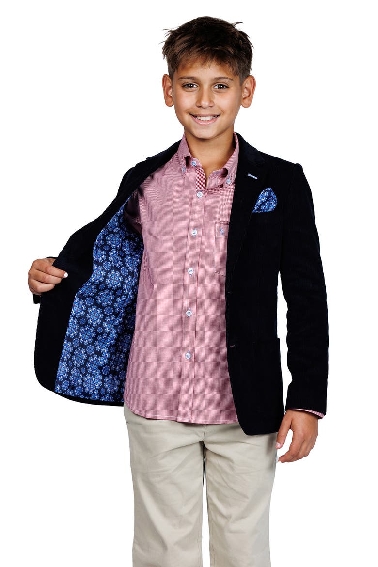 Kids' Solid Fine Wale Corduroy Sport Coat, Alternate, color, NAVY