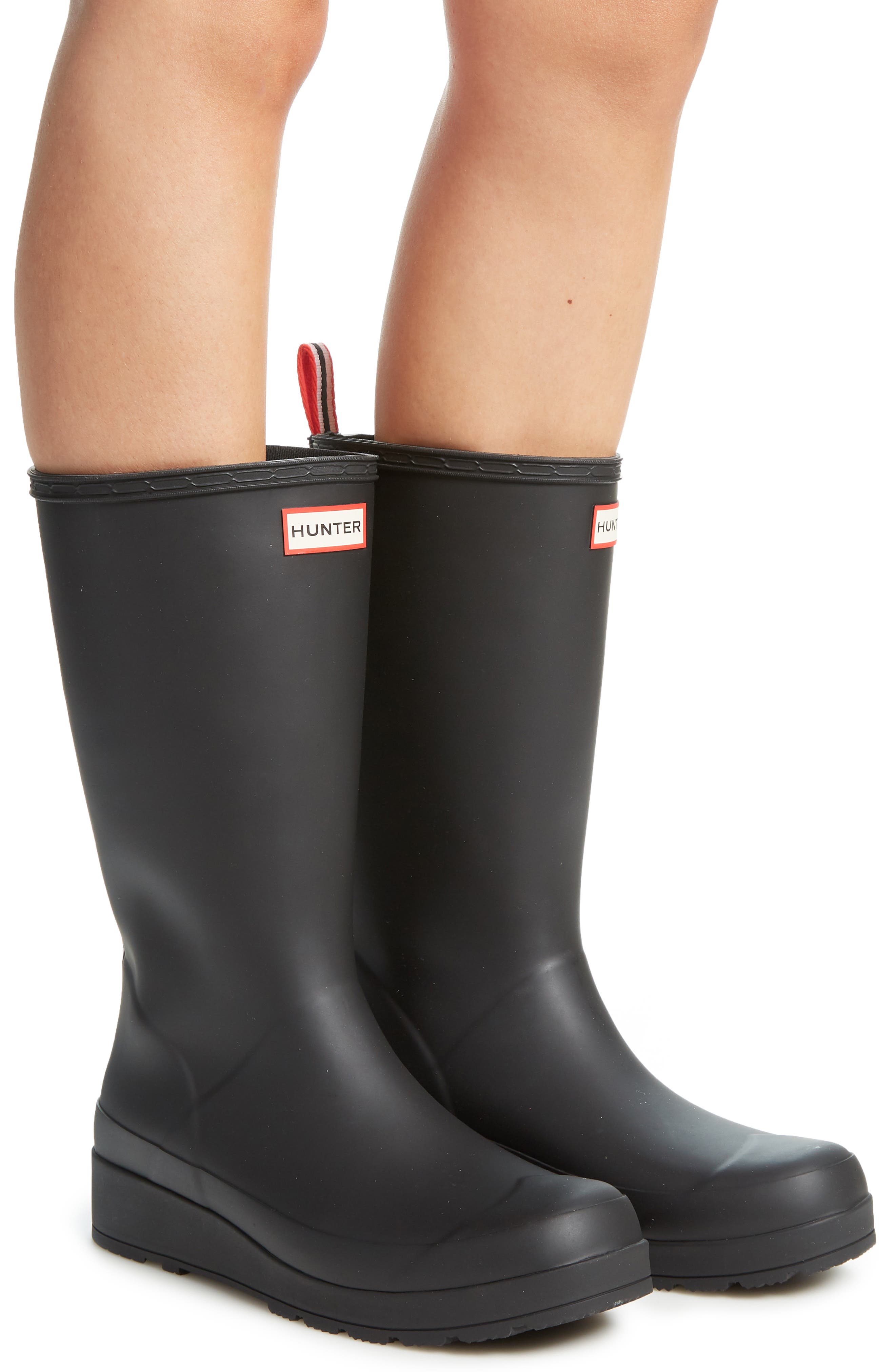 Hunter Original Play Tall Waterproof Rain Boot, Alternate, color, Black