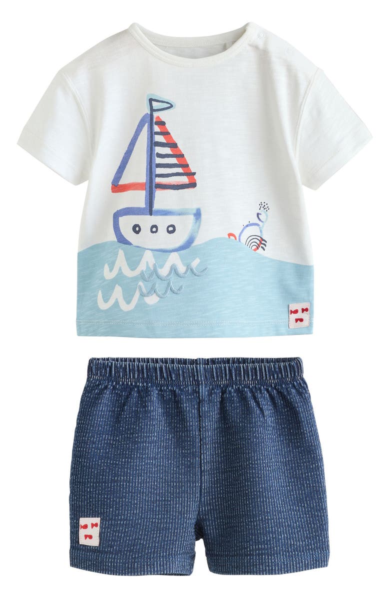 NEXT Nautical T-Shirt & Shorts Set, Main, color, Blue