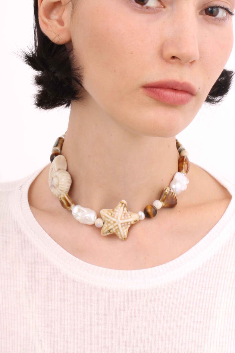 Ceramic Starfish Necklace, Alternate, color, Ivory