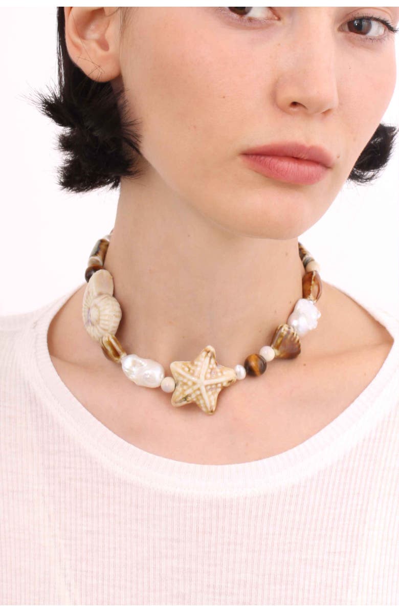 Velvet Luna Ceramic Starfish Necklace, Alternate, color, Ivory