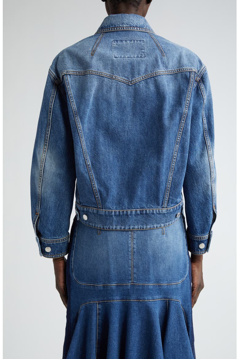 High-Low Denim Jacket, Alternate, color, WORN WASH