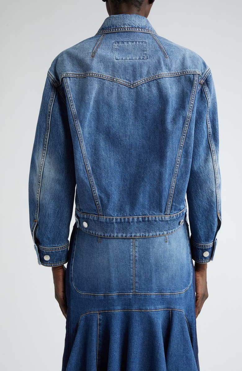 McQueen High-Low Denim Jacket, Alternate, color,