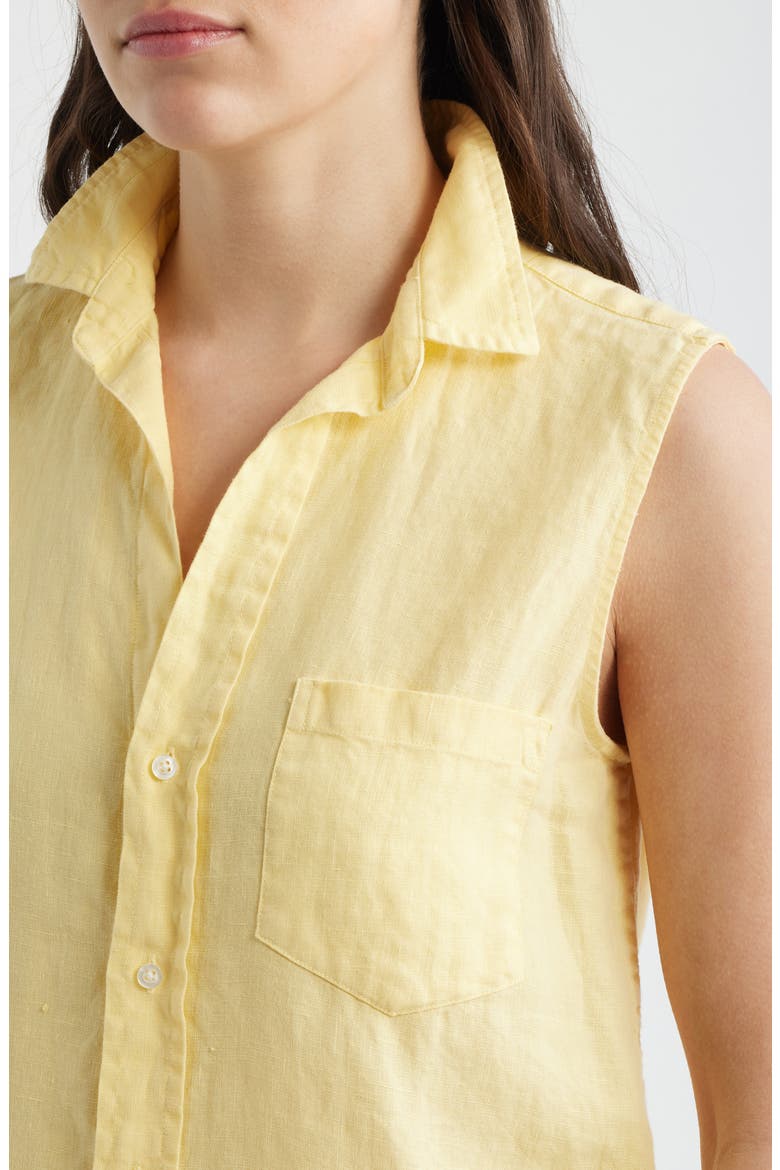 Finley Sleeveless Linen Button-Up Shirt, Alternate, color, SUNSHINE