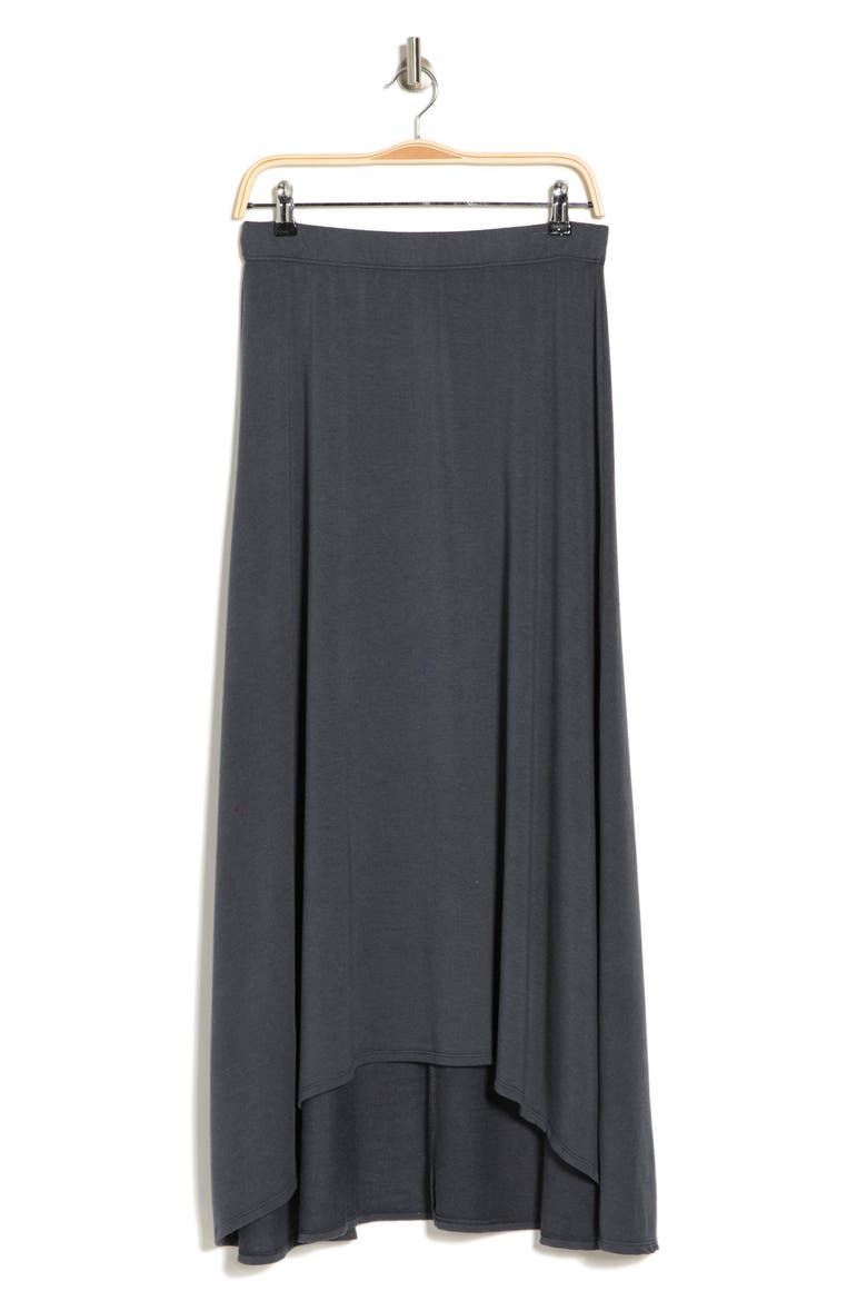 Asymmetric High-Low Skirt, Alternate, color, BLACK