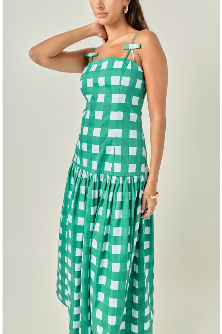 Gingham Midi Dress, Alternate, color, GREEN/ BLUE
