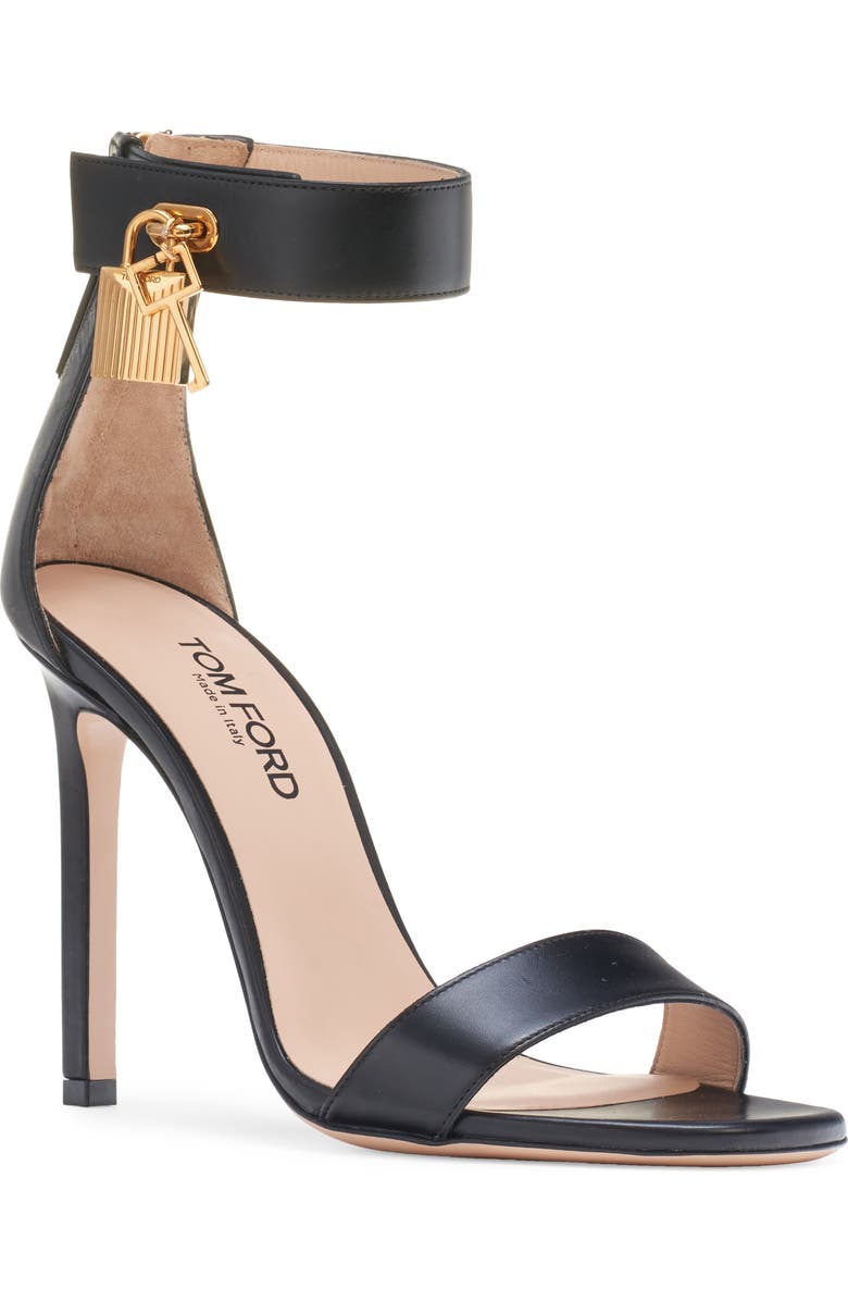 TOM FORD Padlock Ankle Strap Sandal, Main, color, Black