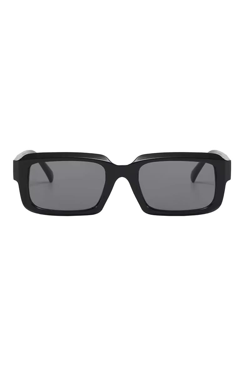Danni 70mm Oversize Polarized Rectangular Sunglasses, Main, color, BLACK