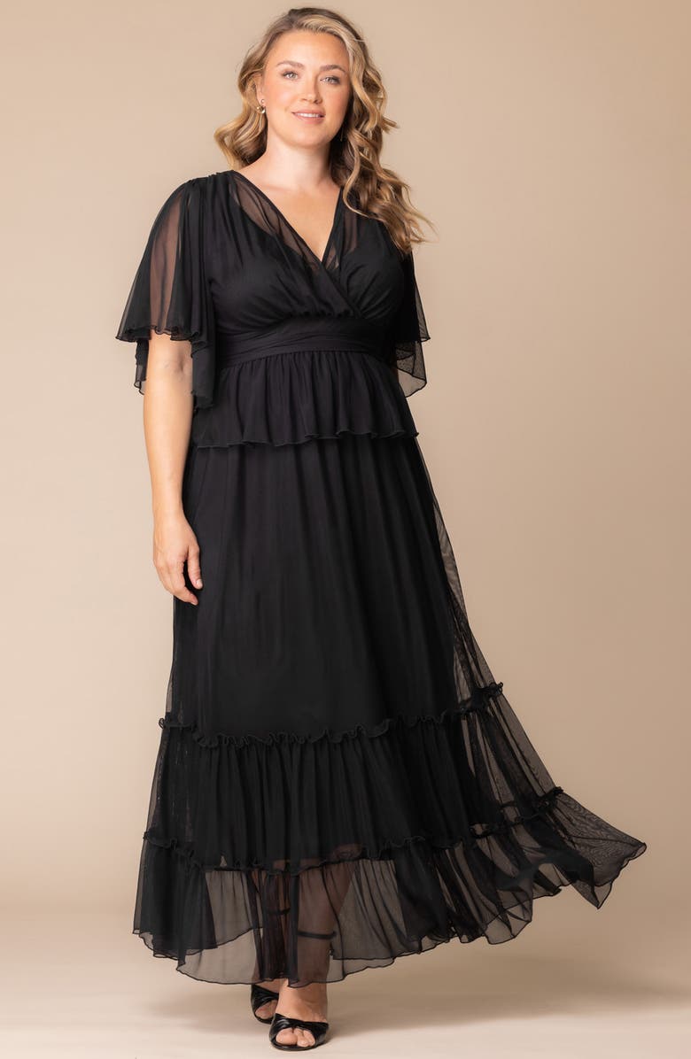 Kiyonna Graceful Tiered Gown, Alternate, color, Onyx