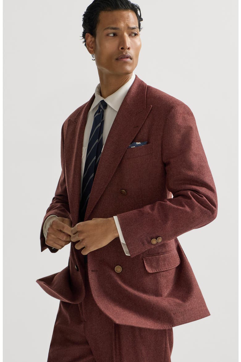 Virgin wool and cashmere flannel Cavallo Tailor blazer, Alternate, color, Burned