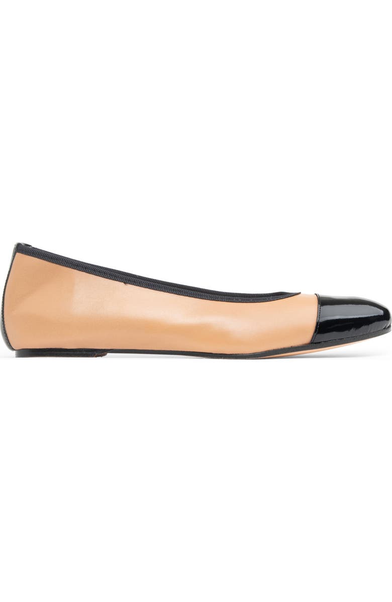 patricia green Adele Cap Toe Wedge Pump, Alternate, color, Beige/ Black Patent