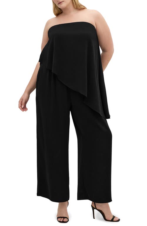 City Chic Skylar Strapless Jumpsuit In Black