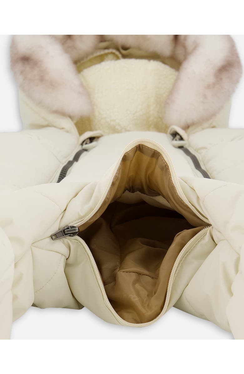 Deux par Deux Gender Inclusive One-Piece Layette Snowsuit Designed for Car Seat, Alternate, color, White Asparagus