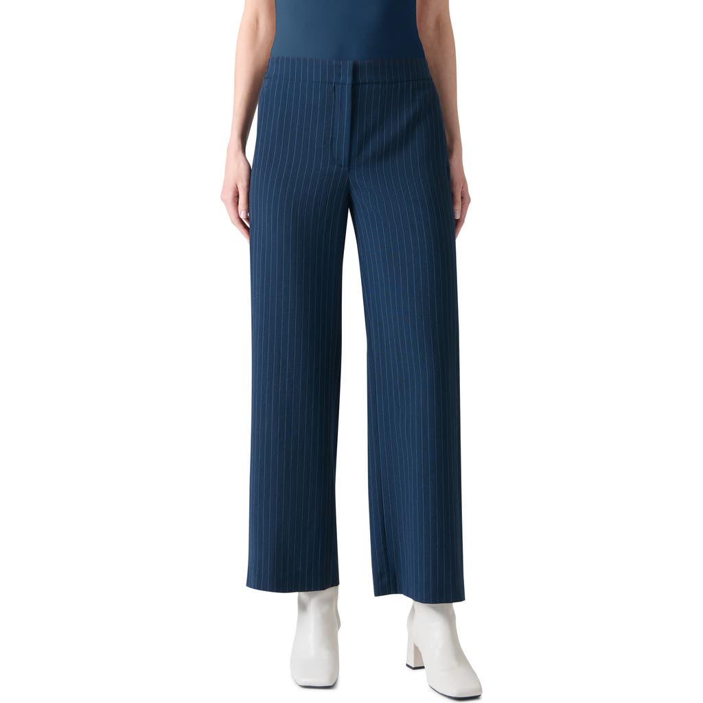 Akris Punto Pinstripe Wool Blend Crepe Crop Pants